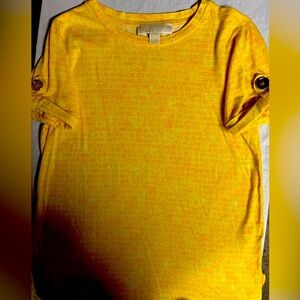 Michael Kohr yellow short sleeve with peace love logo print